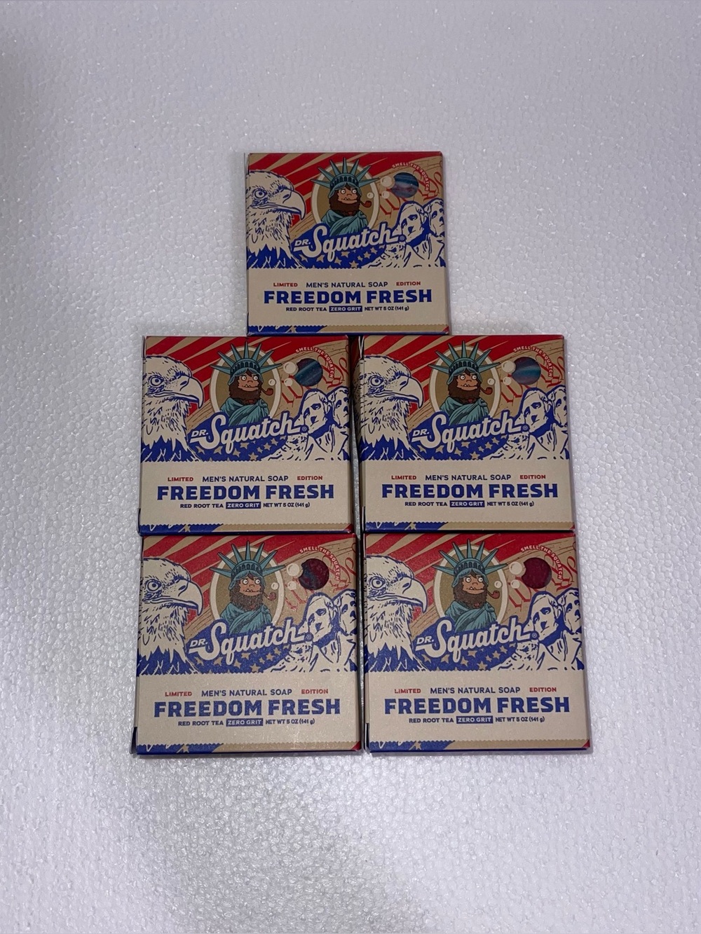 Dr. Squatch Freedom Fresh Bar Soap - 5oz Each Zero Grit Limited Edition 5 Count